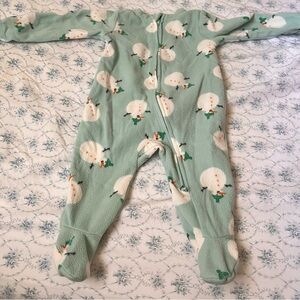 Old Navy Green Snowman Kids Footie Pajama